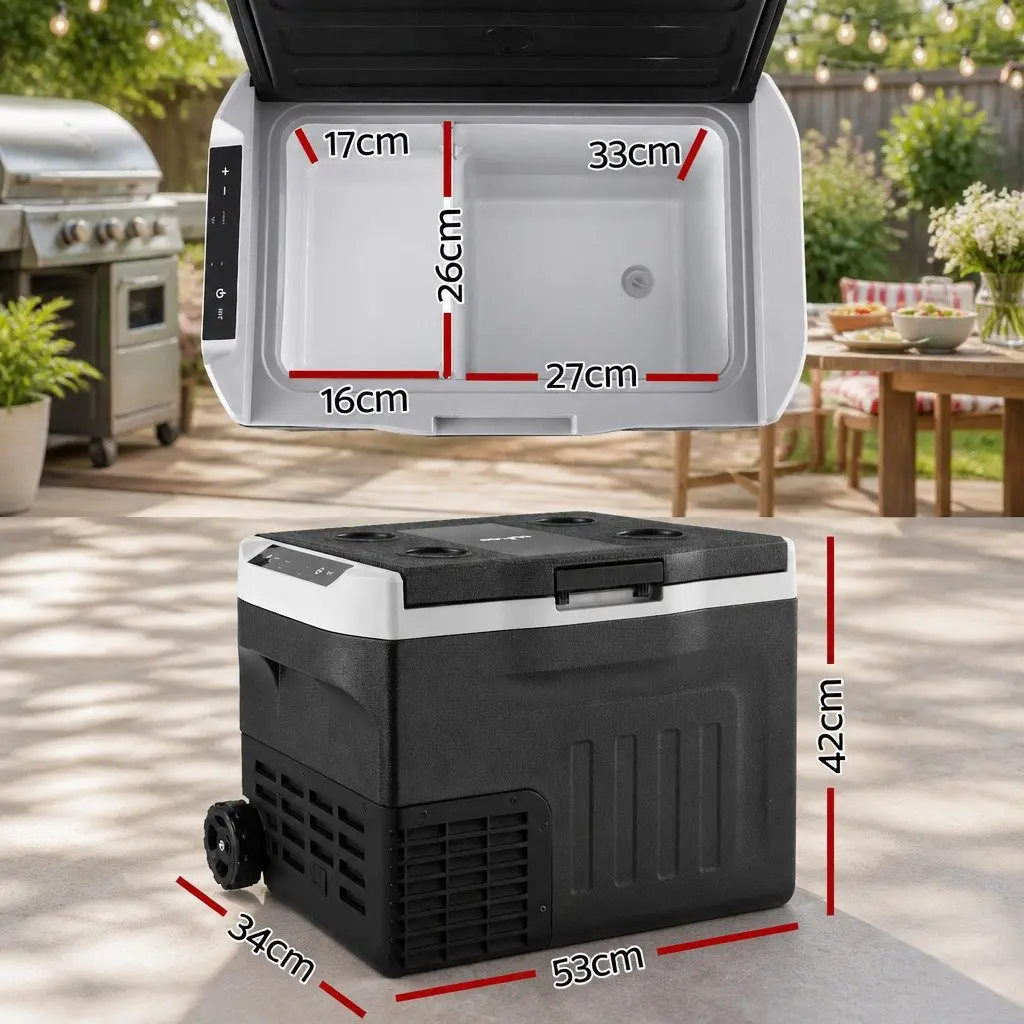 Portable Fridge Freezer Black 30L 12V 24V 240V Power Compressor
