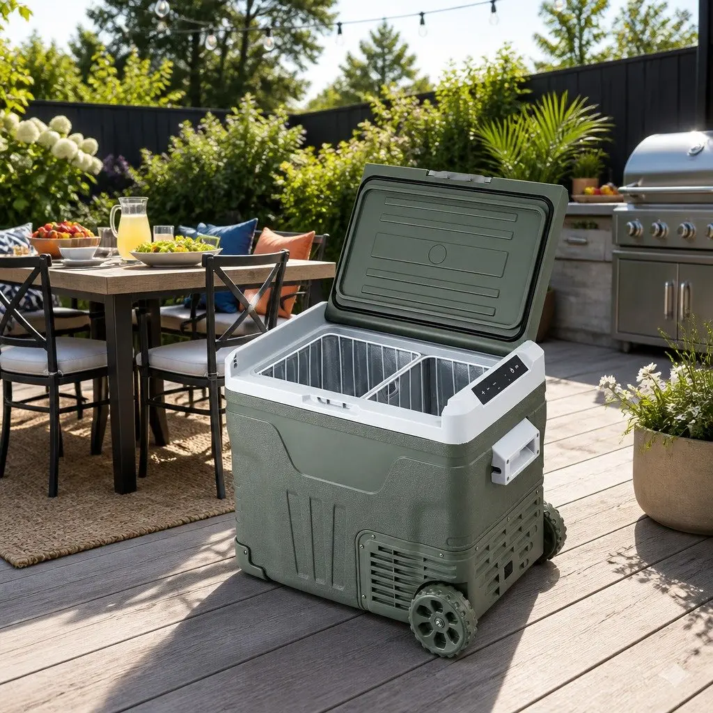 Portable Fridge Freezer 50L 12V 24V 240V Camping Cooler Green Outdoor