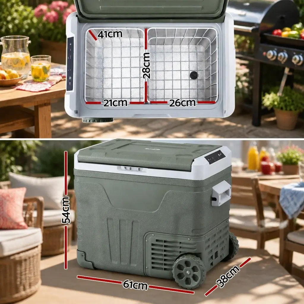 Portable Fridge Freezer 50L 12V 24V 240V Camping Cooler Green Outdoor