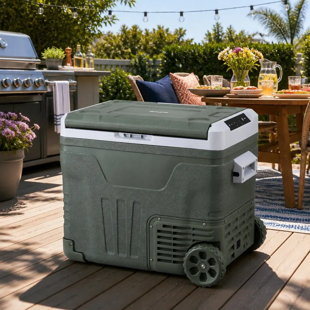 Portable Fridge Freezer 50L 12V 24V 240V Camping Cooler Green Outdoor