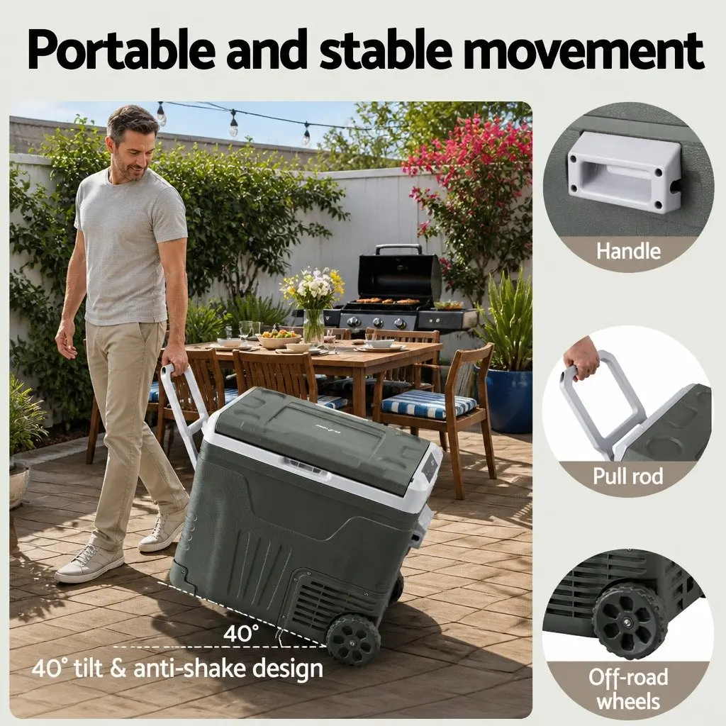 Portable Fridge Freezer 50L 12V 24V 240V Camping Cooler Green Outdoor