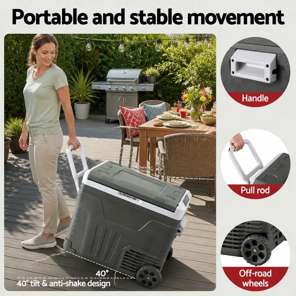Portable Fridge Freezer 50L 12V 24V 240V Camping Cooler Green Outdoor