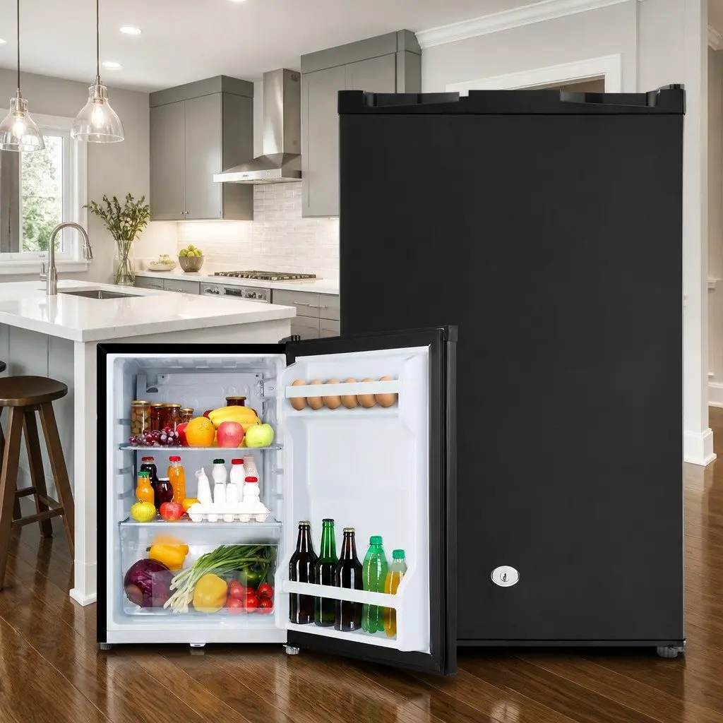 80L Portable Fridge Bar Upright 12V 24V 240V Camping Caravan Cooler Black