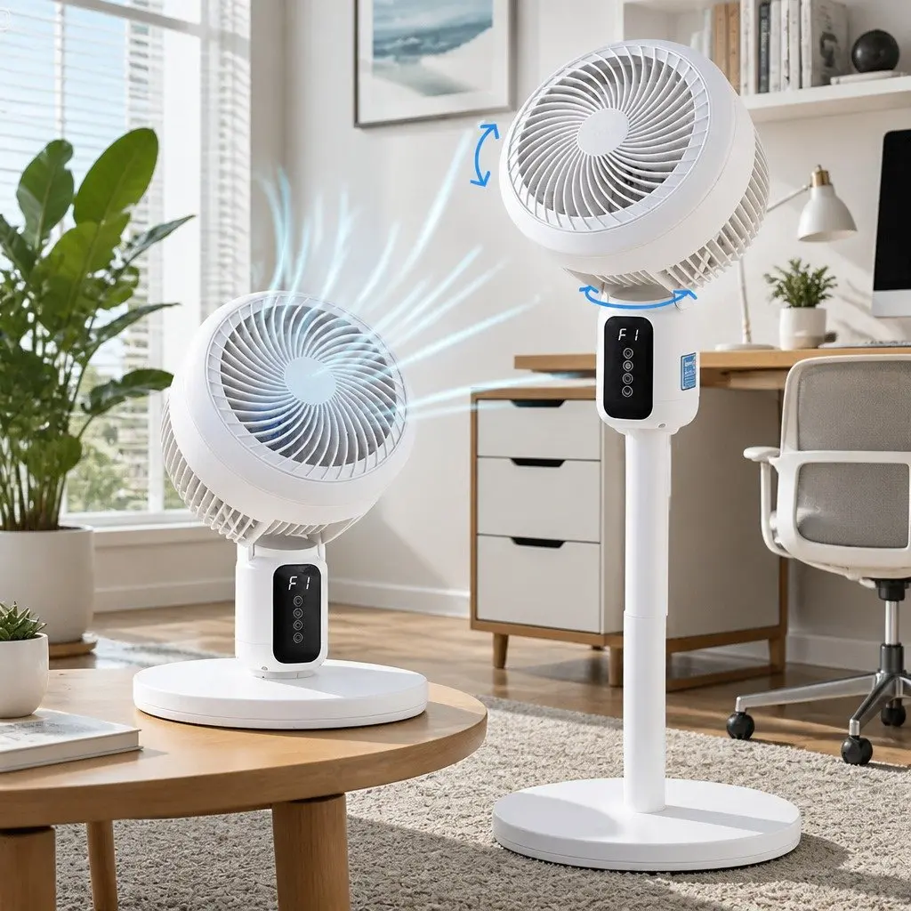 Pedestal Fan White Height Adjustable Remote Control 3 Speed 12H Timer