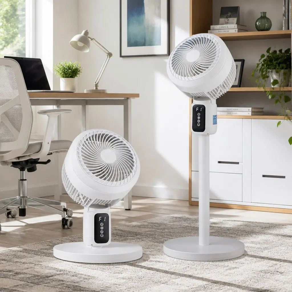 Pedestal Fan White Height Adjustable Remote Control 3 Speed 12H Timer