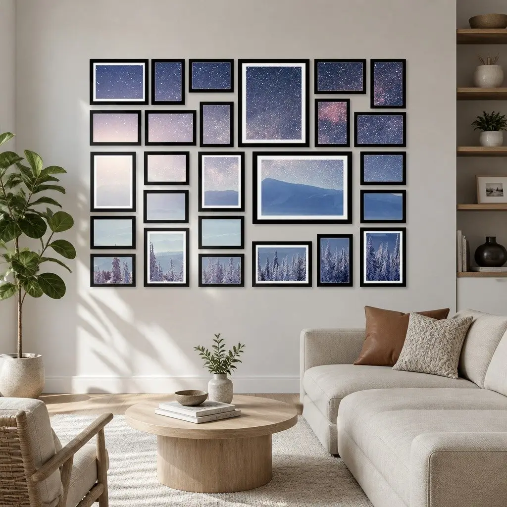 Photo Frame Set Black 26 Piece Multiple Sizes 3.5x5 4x6 5x7 8x10 Wall Art Display