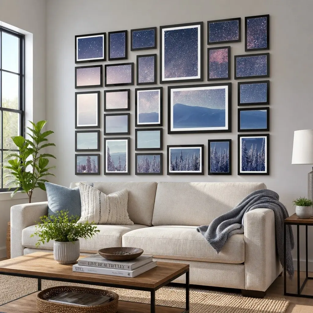 Photo Frame Set Black 26 Piece Multiple Sizes 3.5x5 4x6 5x7 8x10 Wall Art Display