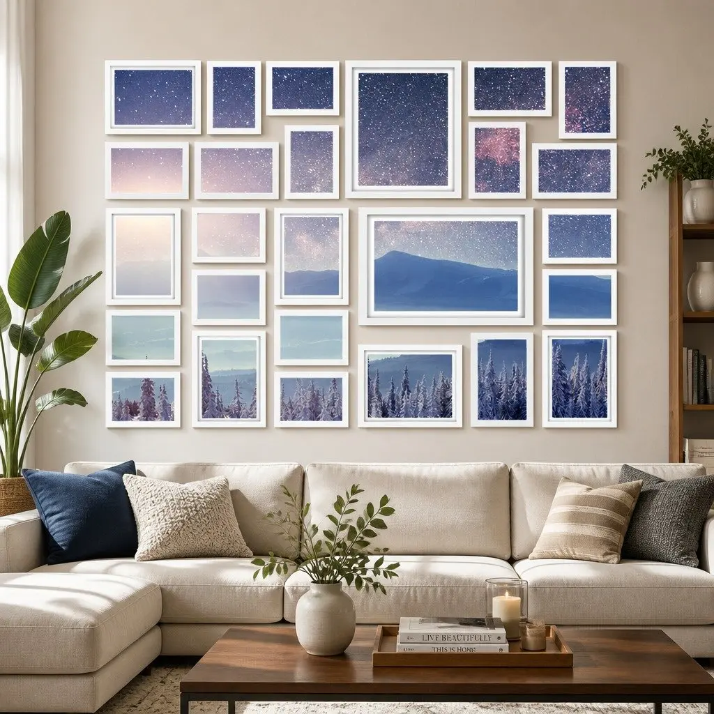 Photo Frame Set White 26 Piece Multiple Sizes 3.5x5 4x6 5x7 8x10 Wall Art Display