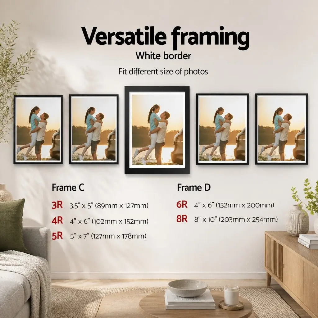 Photo Frame Set Black 30 Piece Multiple Sizes 3.5x5 4x6 5x7 8x10 Gallery Wall Display