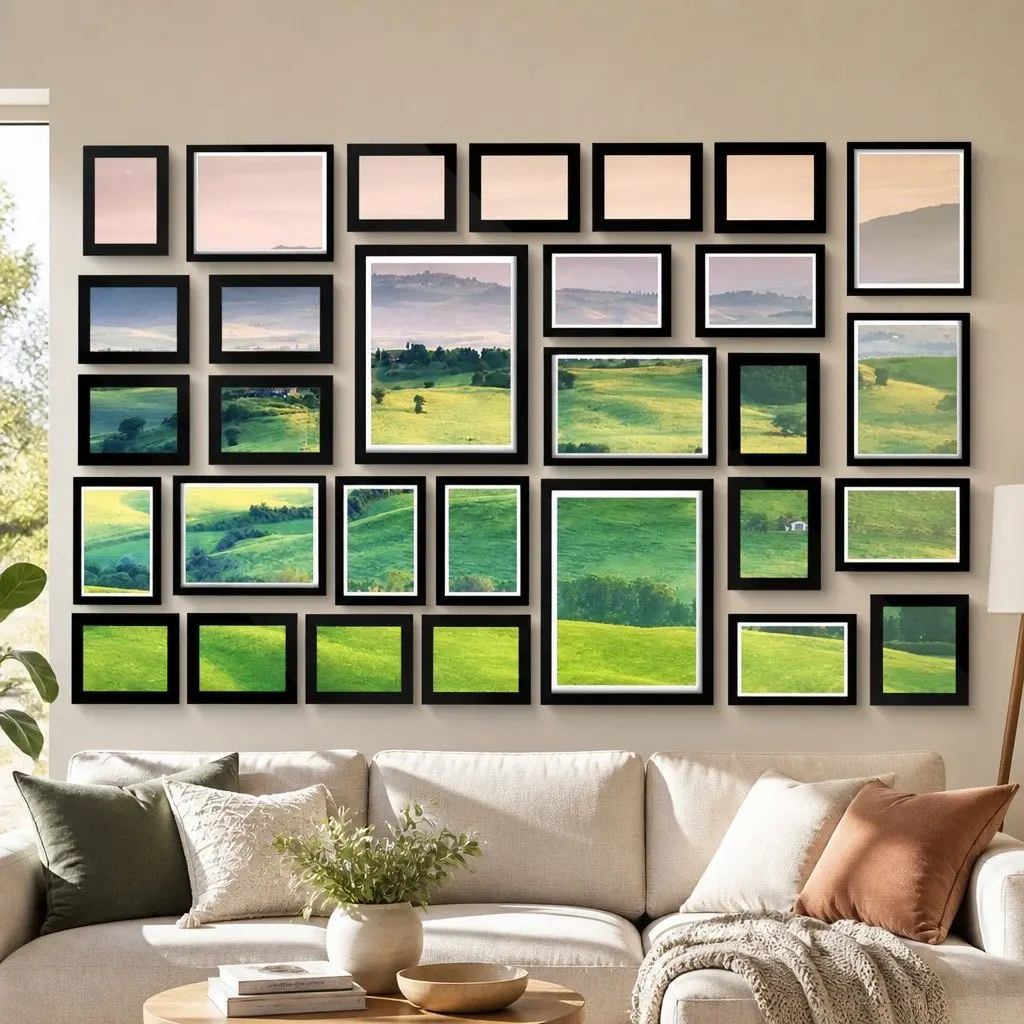 Photo Frame Set Black 30 Piece Multiple Sizes 3.5x5 4x6 5x7 8x10 Gallery Wall Display