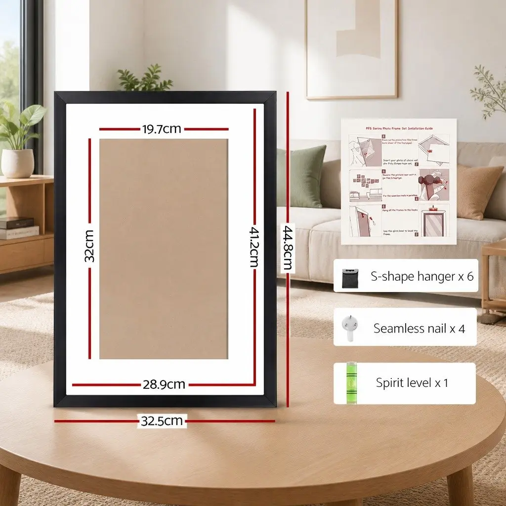 3 Piece Photo Frame Set Black A3 Polymer Rectangle Display