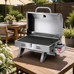 Portable Gas BBQ Grill Double Sided Plate Stainless Steel Camping Outdoor