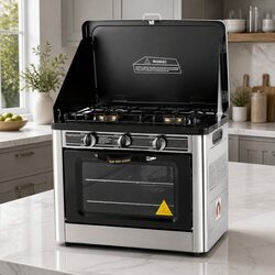 Compact Twin Burner Portable Gas Oven for Camping