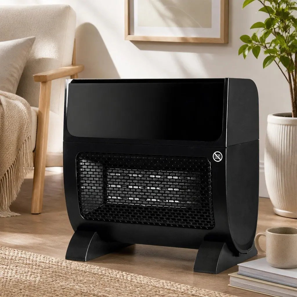 Portable Space Heater Humidifier Black 2000W Ceramic Instant Heat Adjustable Speeds Remote Control