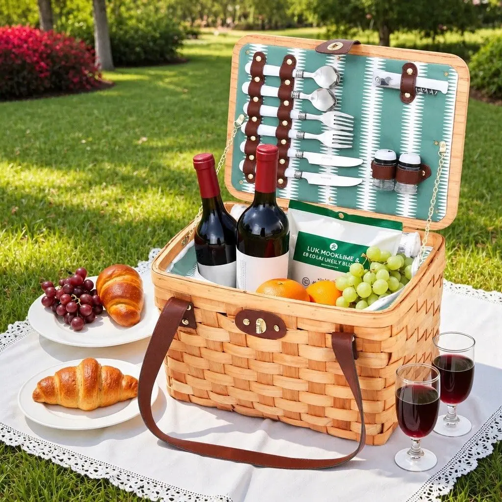 Picnic Basket Multicolour 2 Person Cooler Bag Insulated Accessories