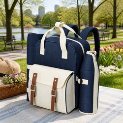 4-Person Picnic Backpack with Insulated Cooler for Fun Days