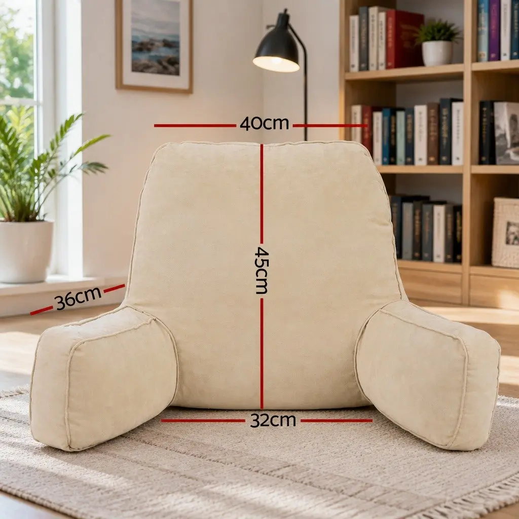 Reading Pillow Oatmeal Ergonomic Back Rest Cushion with Armrests