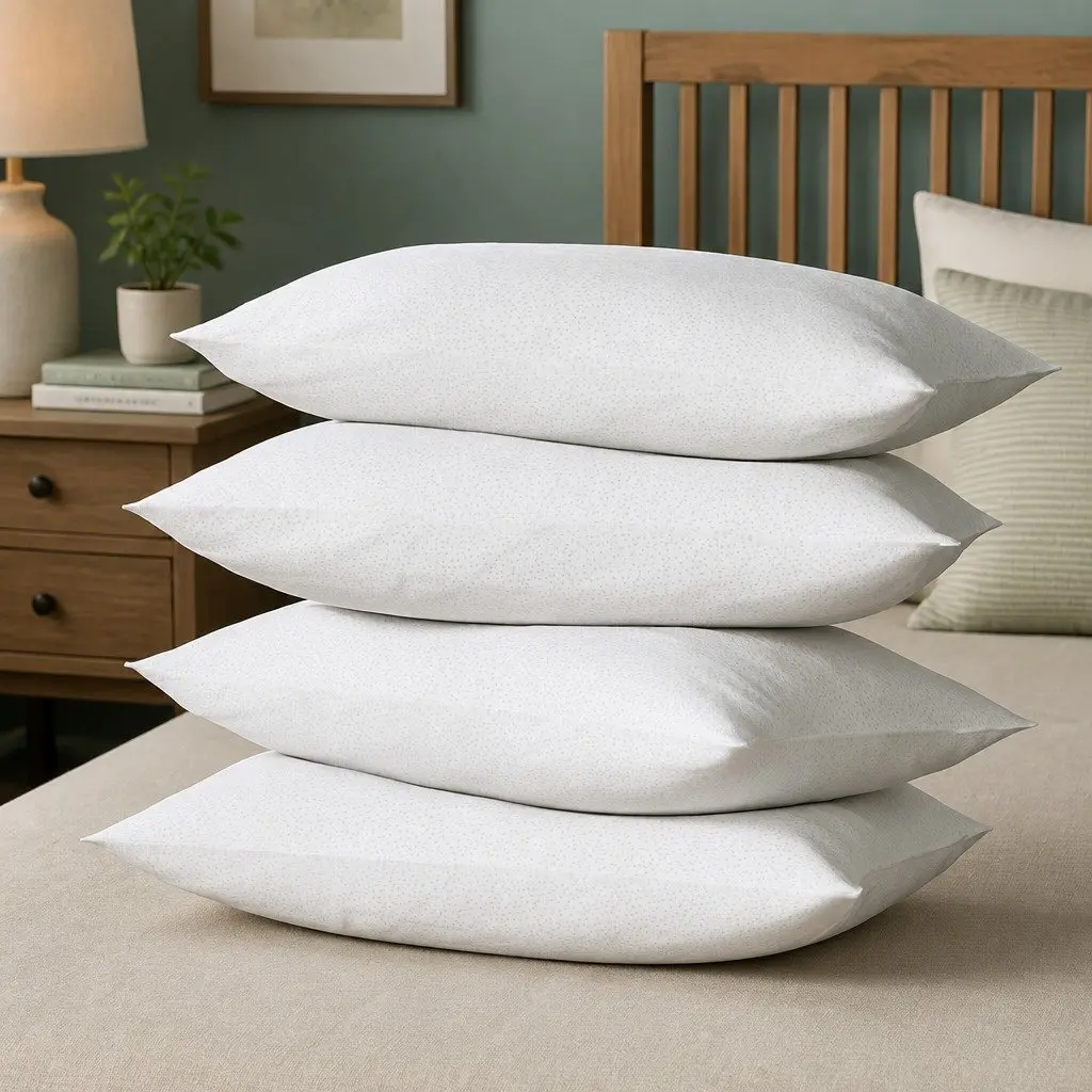 Bamboo Pillow White 4 Piece Medium Firm and Firm Bedding Set