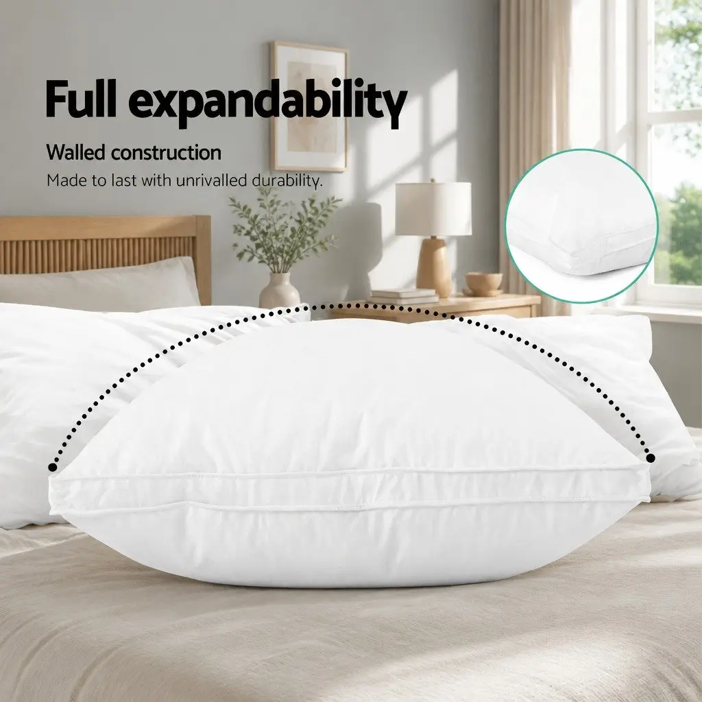 Duck Feather Down Pillow White Standard Size Neck Support Twin Pack