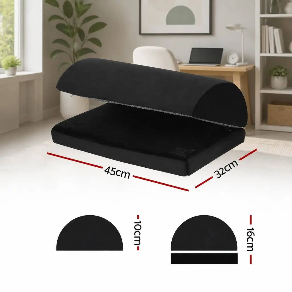 Memory Foam Footrest Cushion Black Adjustable Ergonomic Support
