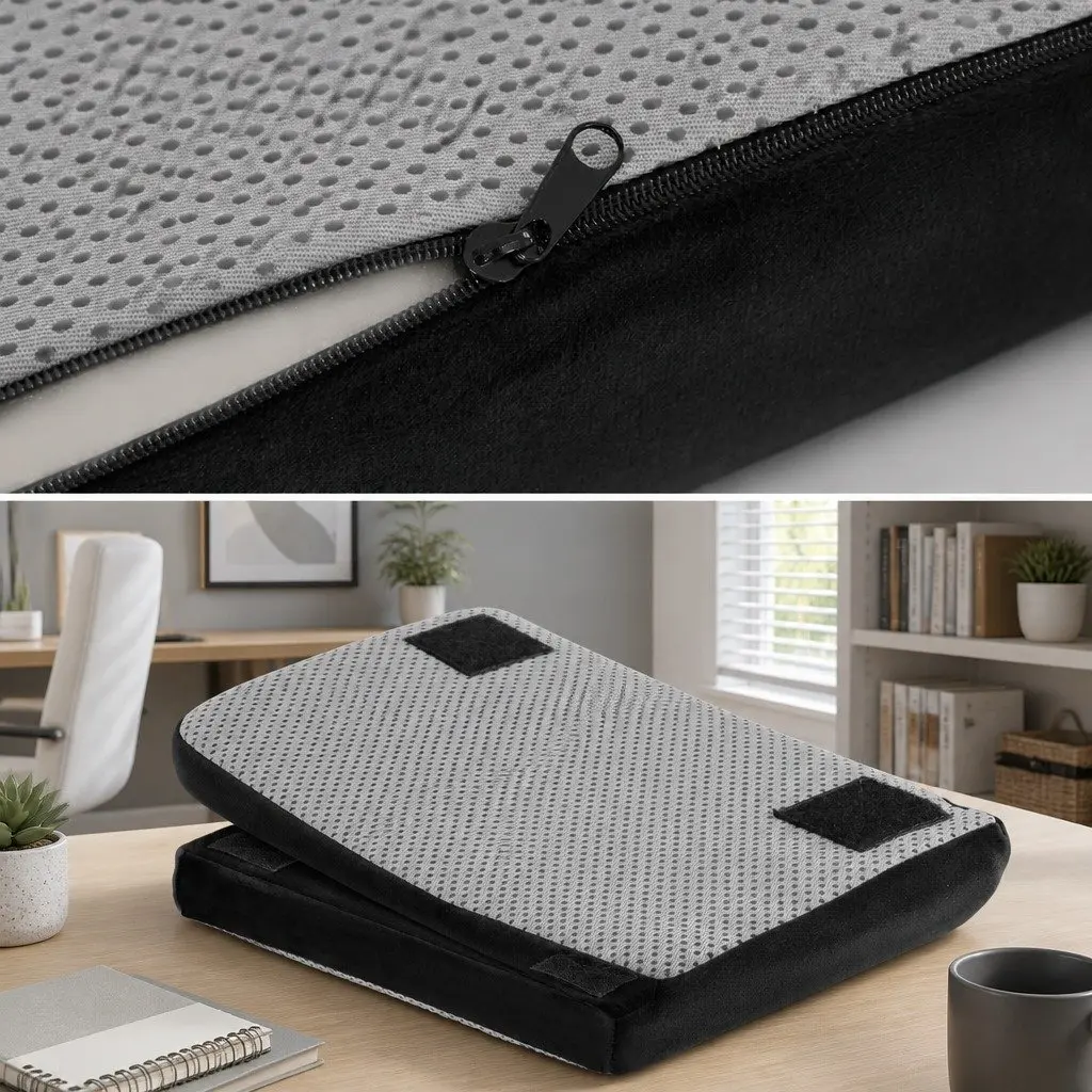 Memory Foam Footrest Cushion Black Adjustable Ergonomic Support