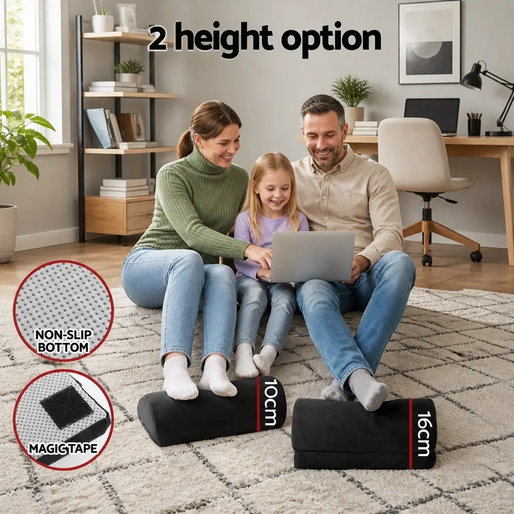 Memory Foam Footrest Cushion Black Adjustable Ergonomic Support