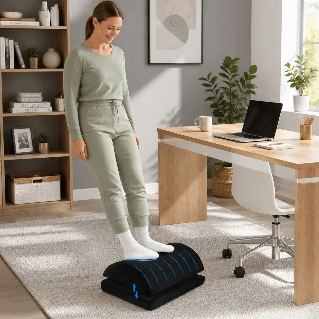Memory Foam Footrest Cushion Black Adjustable Ergonomic Support