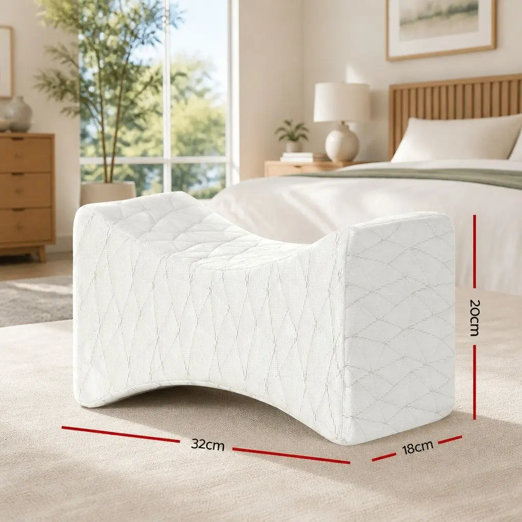 Memory Foam Knee Pillow Leg Support Ergonomic Contoured Design Side Back Sleeper