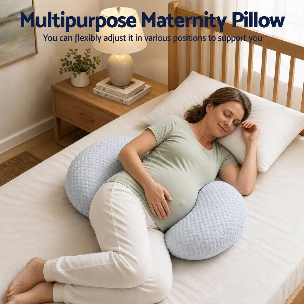 Cooling Body Pillow Blue 37x87 cm Adjustable Maternity Support for Back Belly Hips