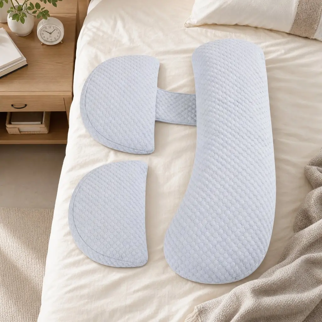 Cooling Body Pillow Blue 37x87 cm Adjustable Maternity Support for Back Belly Hips