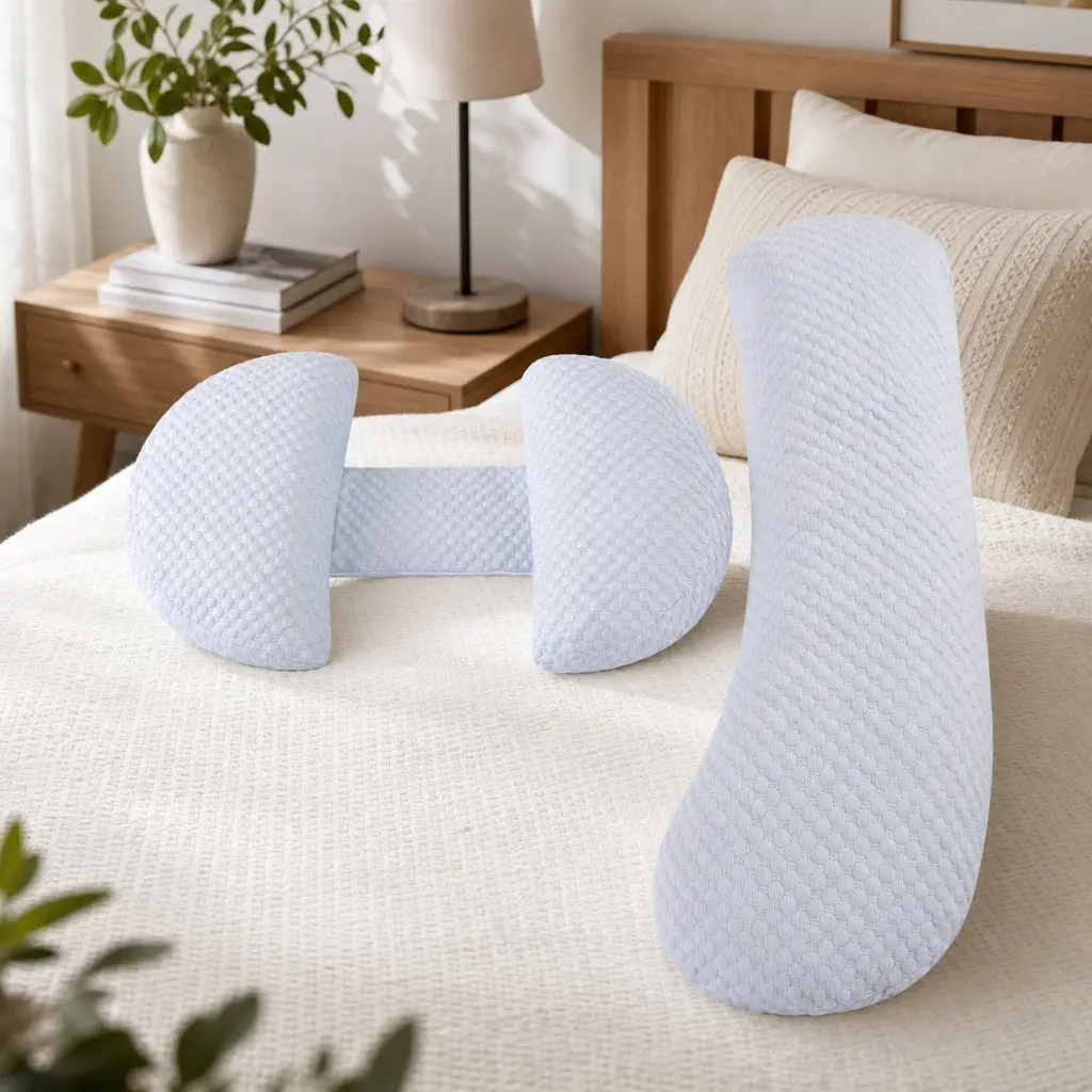 Cooling Body Pillow Blue 37x87 cm Adjustable Maternity Support for Back Belly Hips