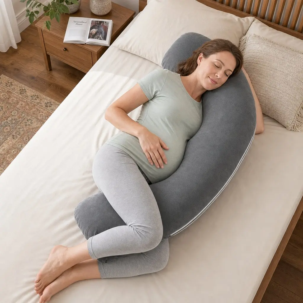 L-Shaped Pregnancy Pillow Side Sleeping Maternity Body Support Head Neck Belly