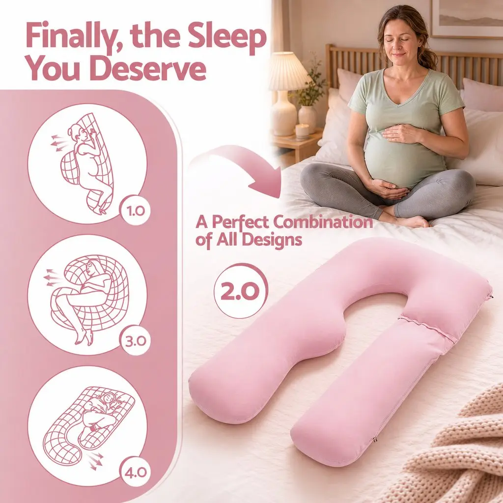 U Shaped Full Body Pregnancy Pillow with Cotton Jersey Cover Maternity Sleep