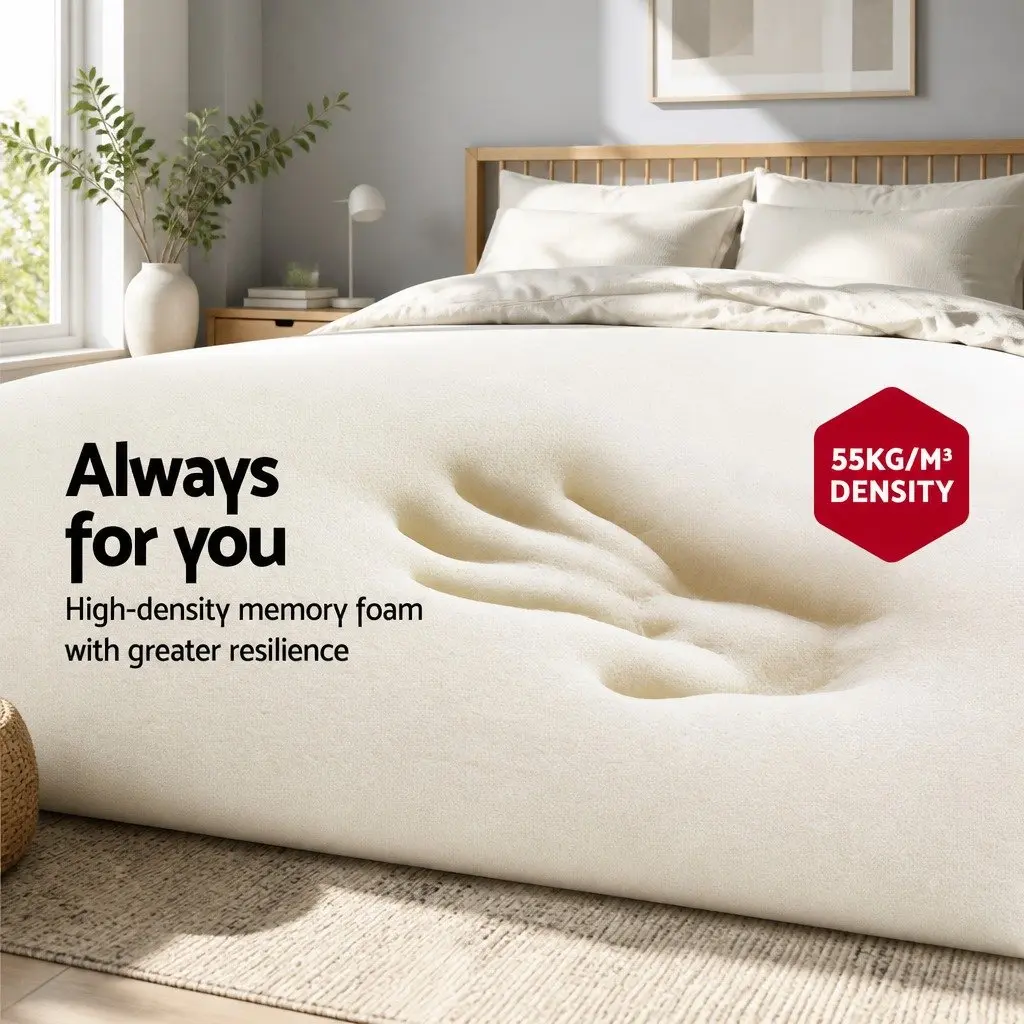 Memory Foam Pillow Beige 60cm Ergonomic Butterfly Neck Cervical Support Dual Height