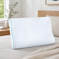 Memory Foam Contour Pillow Cool Gel Ice Silk Cover Head Neck Support White