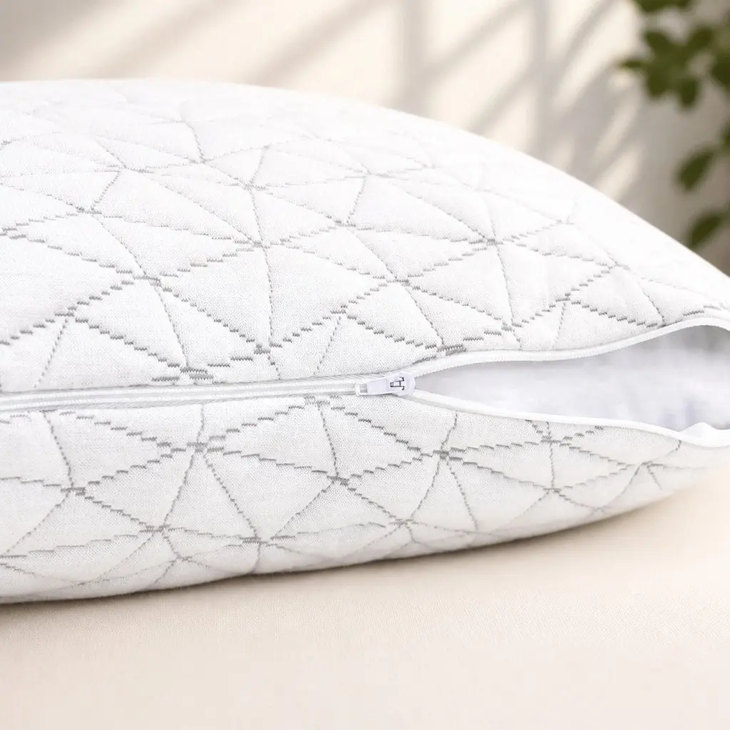 Memory Foam Pillow White King Size Gel-Infused Shredded Foam Twin Pack