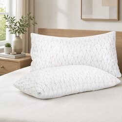 Memory Foam Pillow Twin Pack White Standard Size Gel-Infused Sleep Support