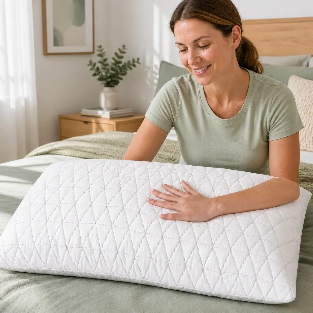 Memory Foam Pillow White Standard Size Gel-Infused Twin Pack Sleep Support