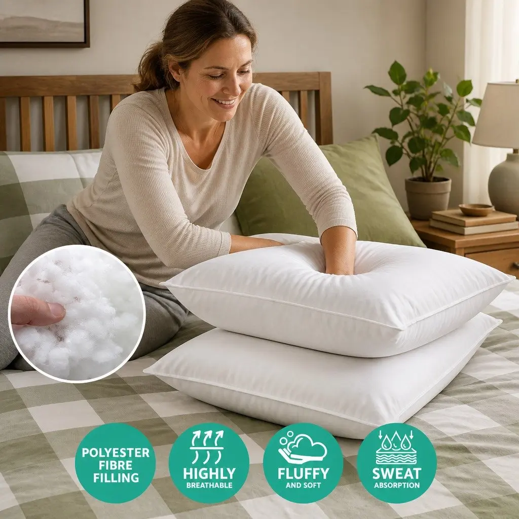 King Size Bed Pillows White 50x90cm Medium Firm 4 Pack