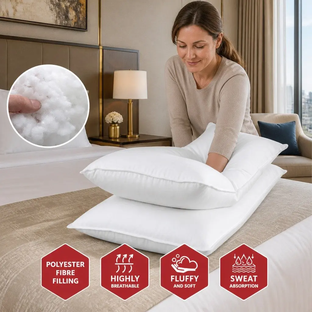 Bed Pillow Set 4 Pack White Standard 48x73cm Firm Medium Pillows