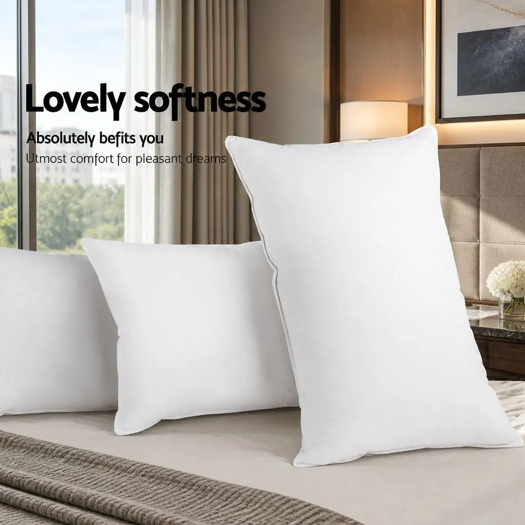 Bed Pillow Set 4 Pack White Standard 48x73cm Firm Medium Pillows