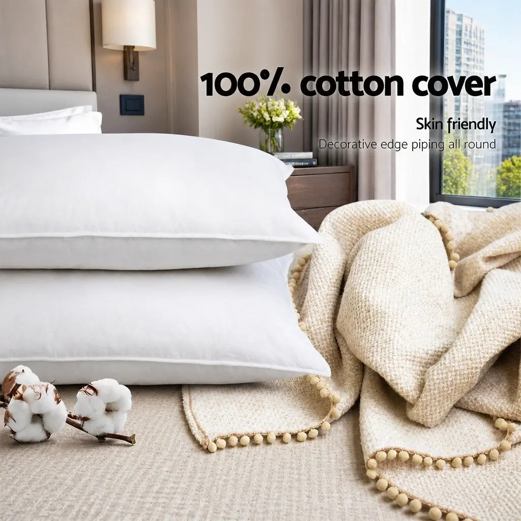 Bed Pillow Set 4 Pack White Standard 48x73cm Firm Medium Pillows