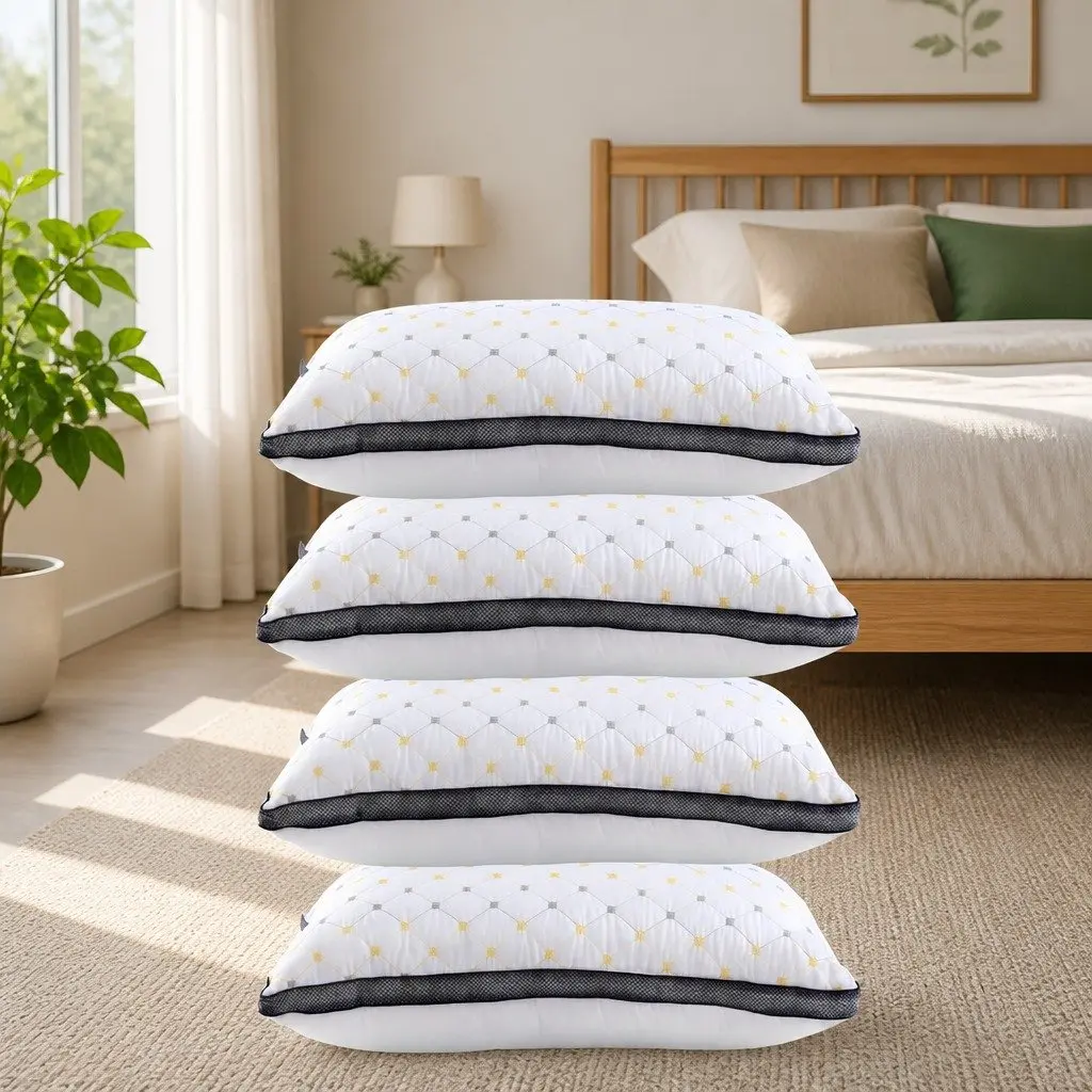 Microfibre Pillows White 4 Pack Soft Filling Support All Sleep Positions Bedroom