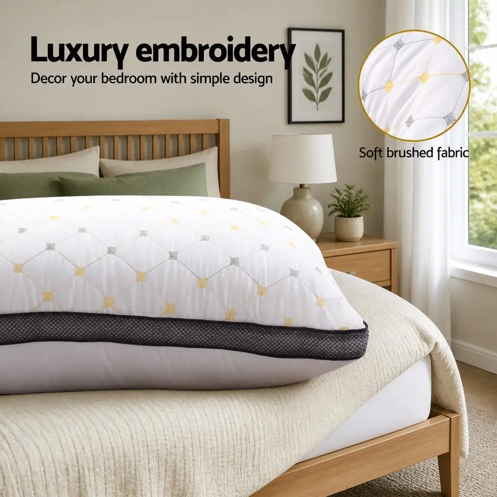 Microfibre Pillows White 4 Pack Soft Filling Support All Sleep Positions Bedroom