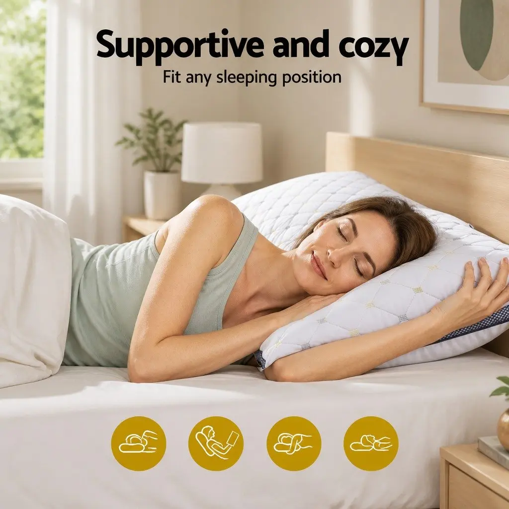 Microfibre Pillows White 4 Pack Soft Filling Support All Sleep Positions Bedroom