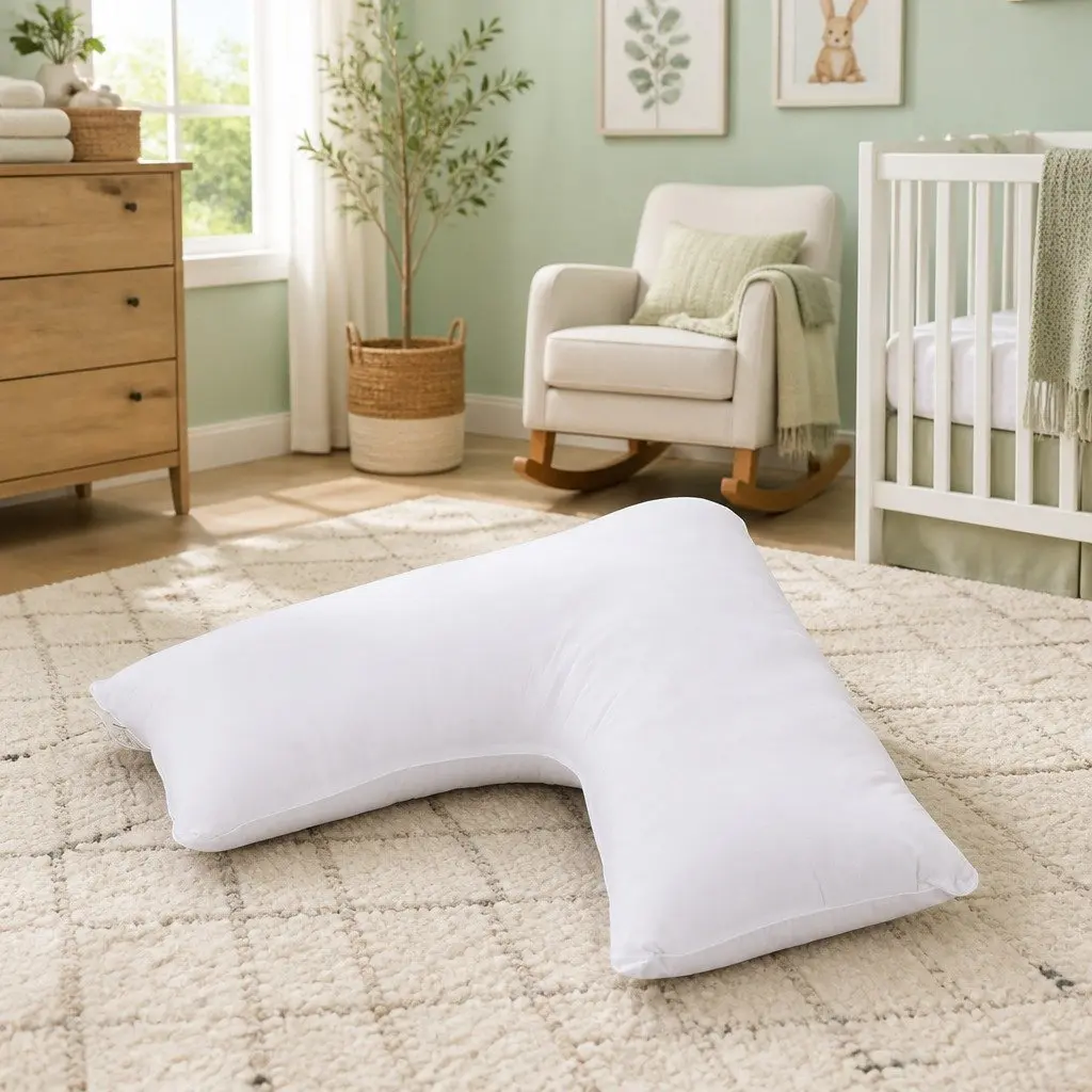 V Shape Body Pillow White Ergonomic Support for Side Sleeper Nursing and Relaxation