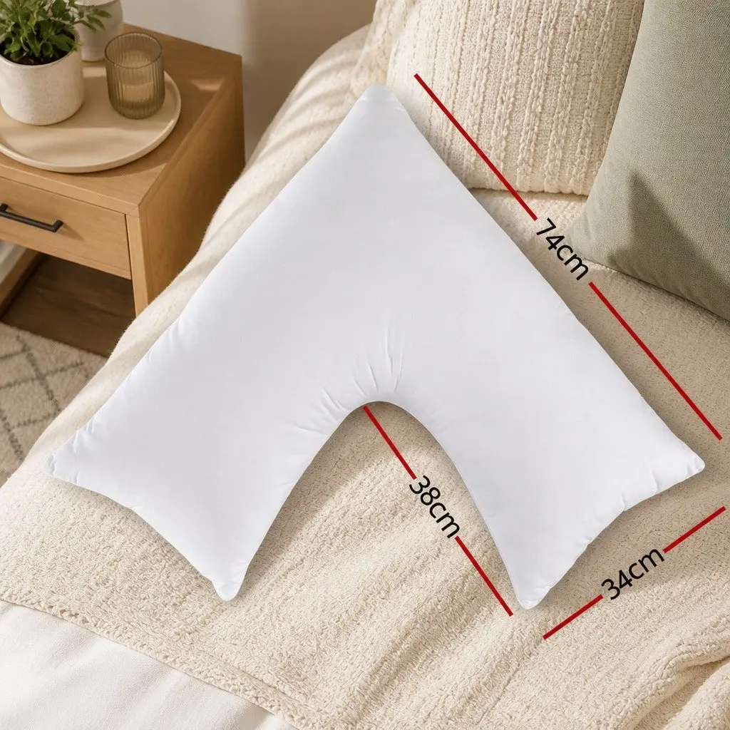 V Shape Body Pillow White Ergonomic Support for Side Sleeper Nursing and Relaxation