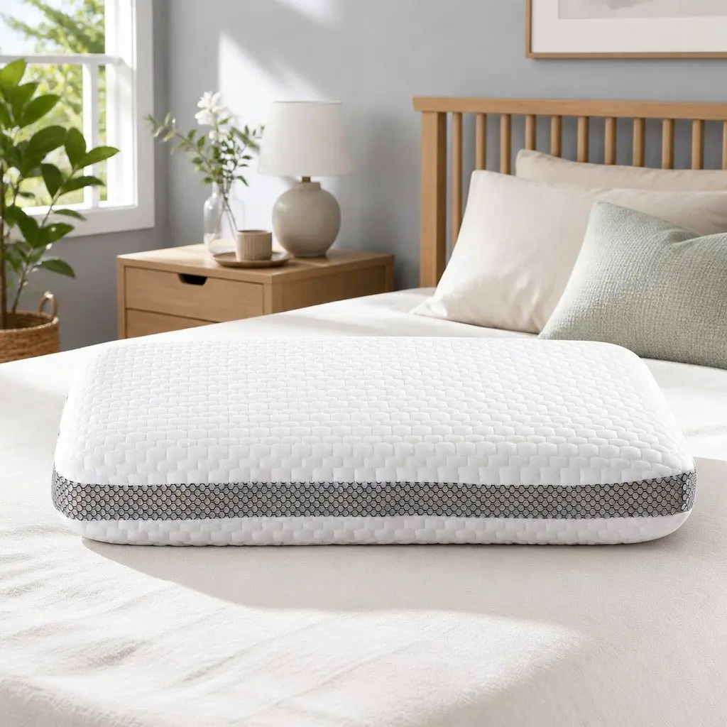 Memory Foam Pillow White Neck Support Contoured Breathable Sleep Cushion 60cm x 40cm x 11cm