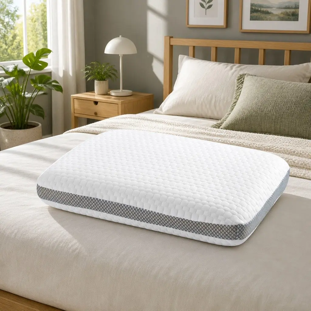 Memory Foam Pillow White Neck Support Contoured Breathable Sleep Cushion 60cm x 40cm x 11cm