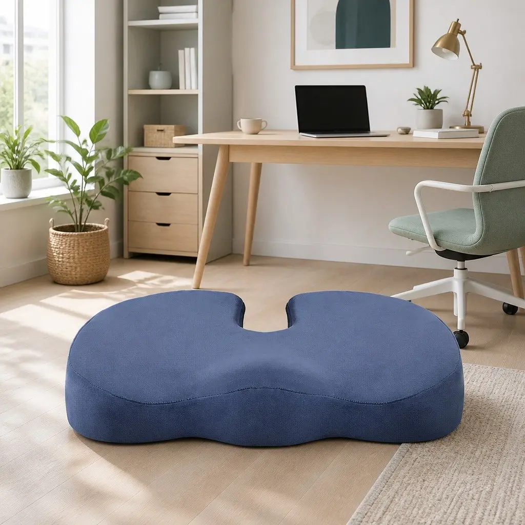 Memory Foam Seat Cushion Ergonomic Chair Pad Back Pain Relief Support Blue